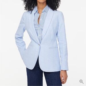 NEW J.Crew Linen-blend one-button blazer Dusty Periwinkle Ivory Linen size 4